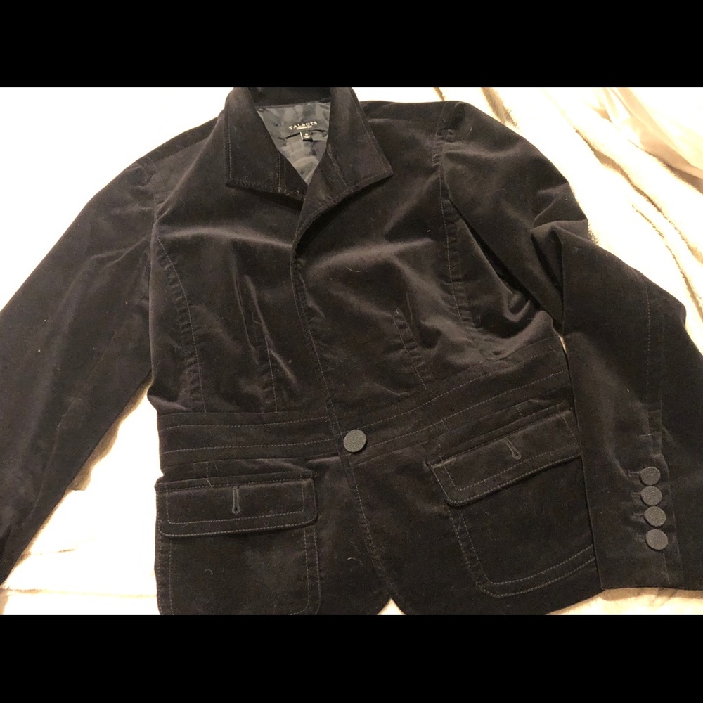 Talbots black velvet blazer& SHEARLING COAT